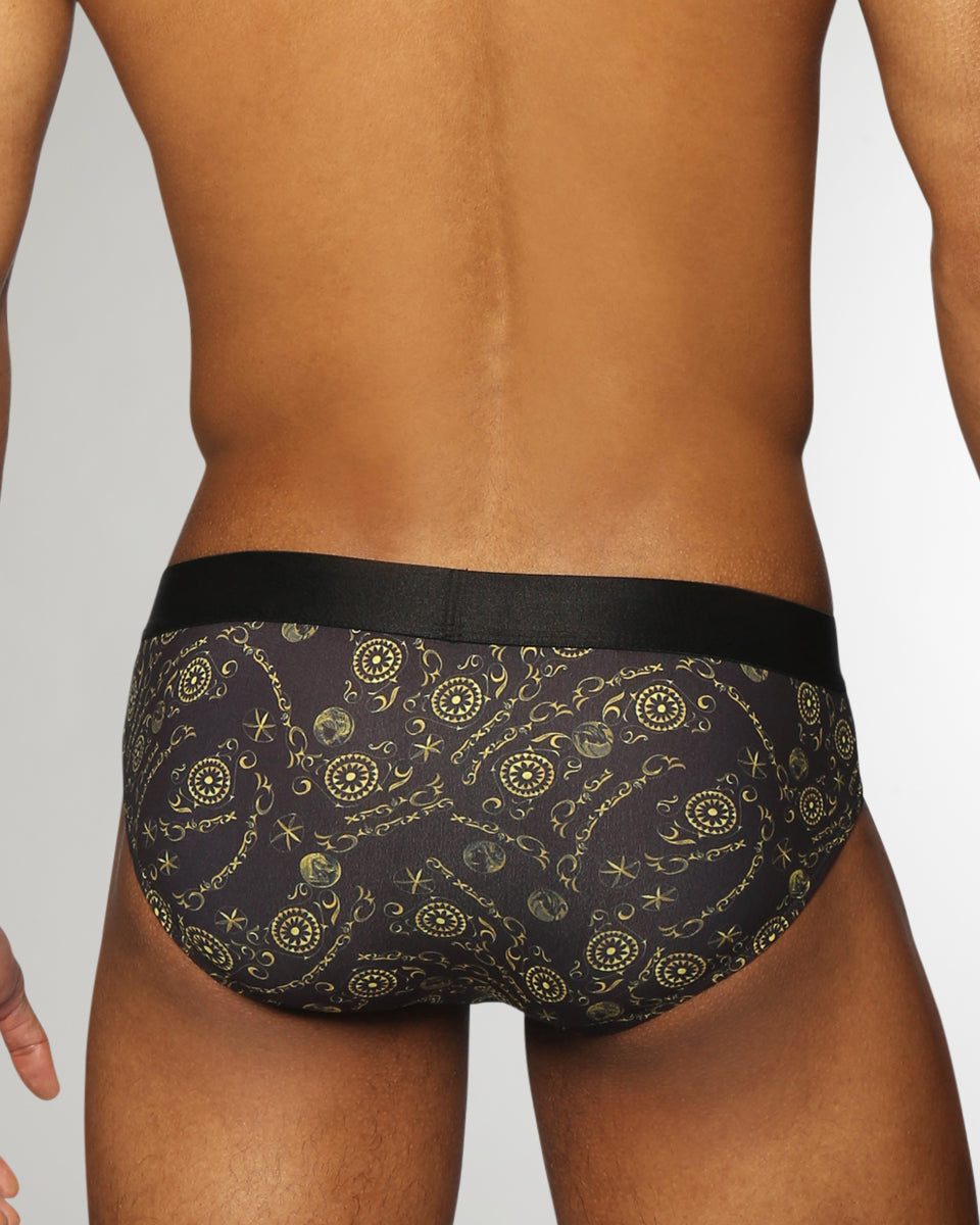 Parke & Ronen Printed Low-Rise Brief Roman-coins-black