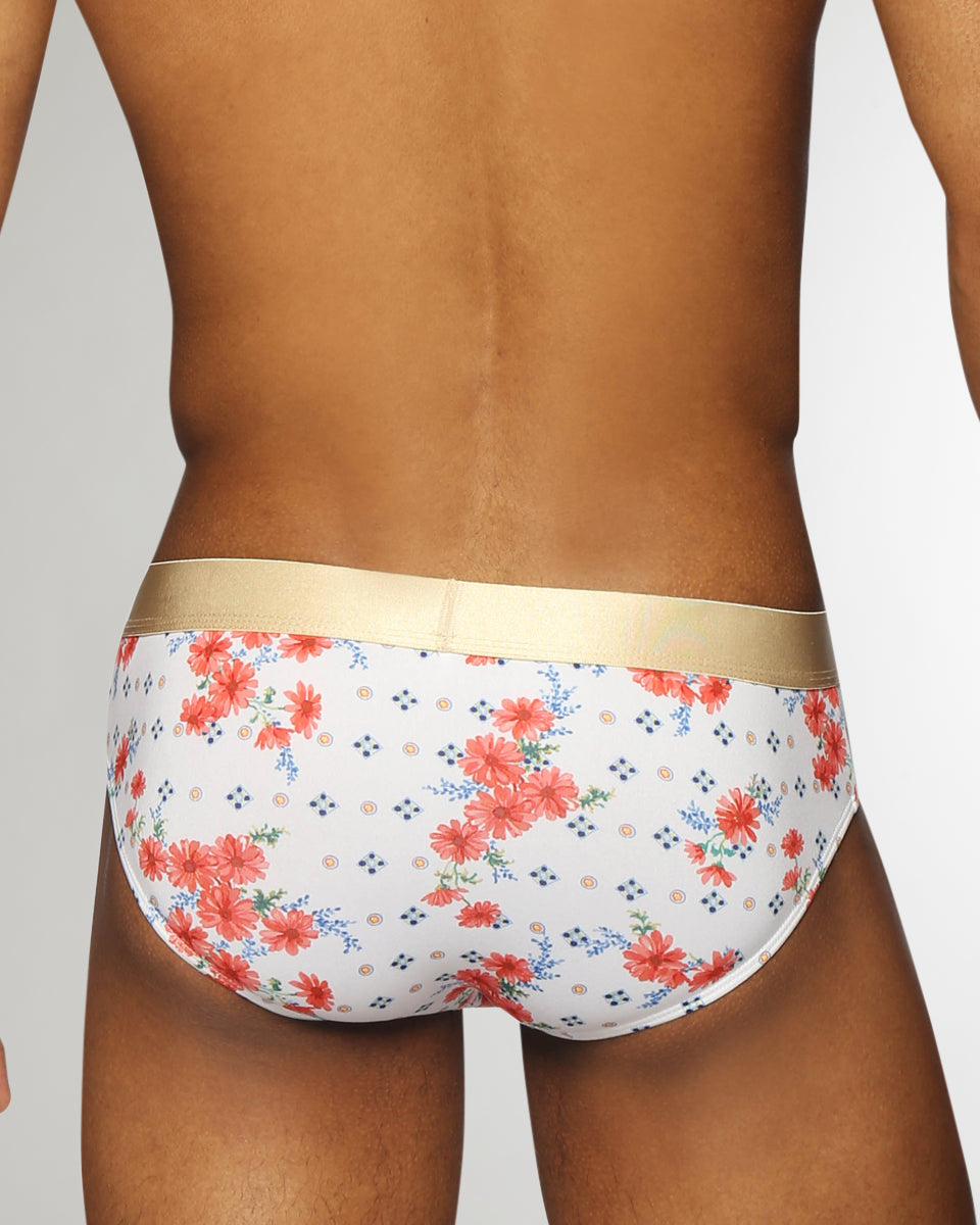 Parke & Ronen Printed Low-Rise Brief Posies-coral