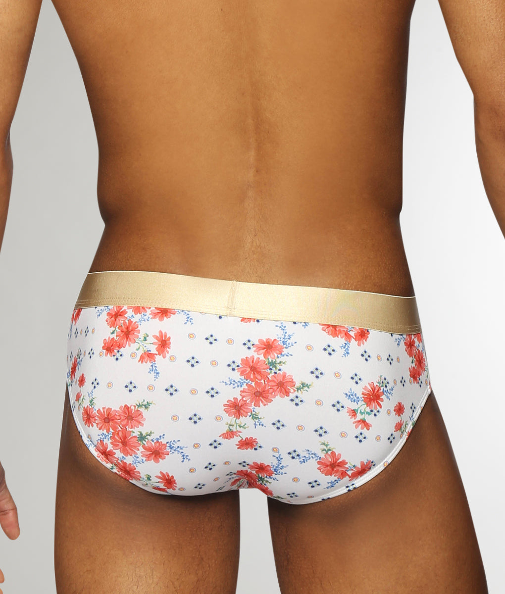 Parke & Ronen Printed Low-Rise Brief Posies-coral