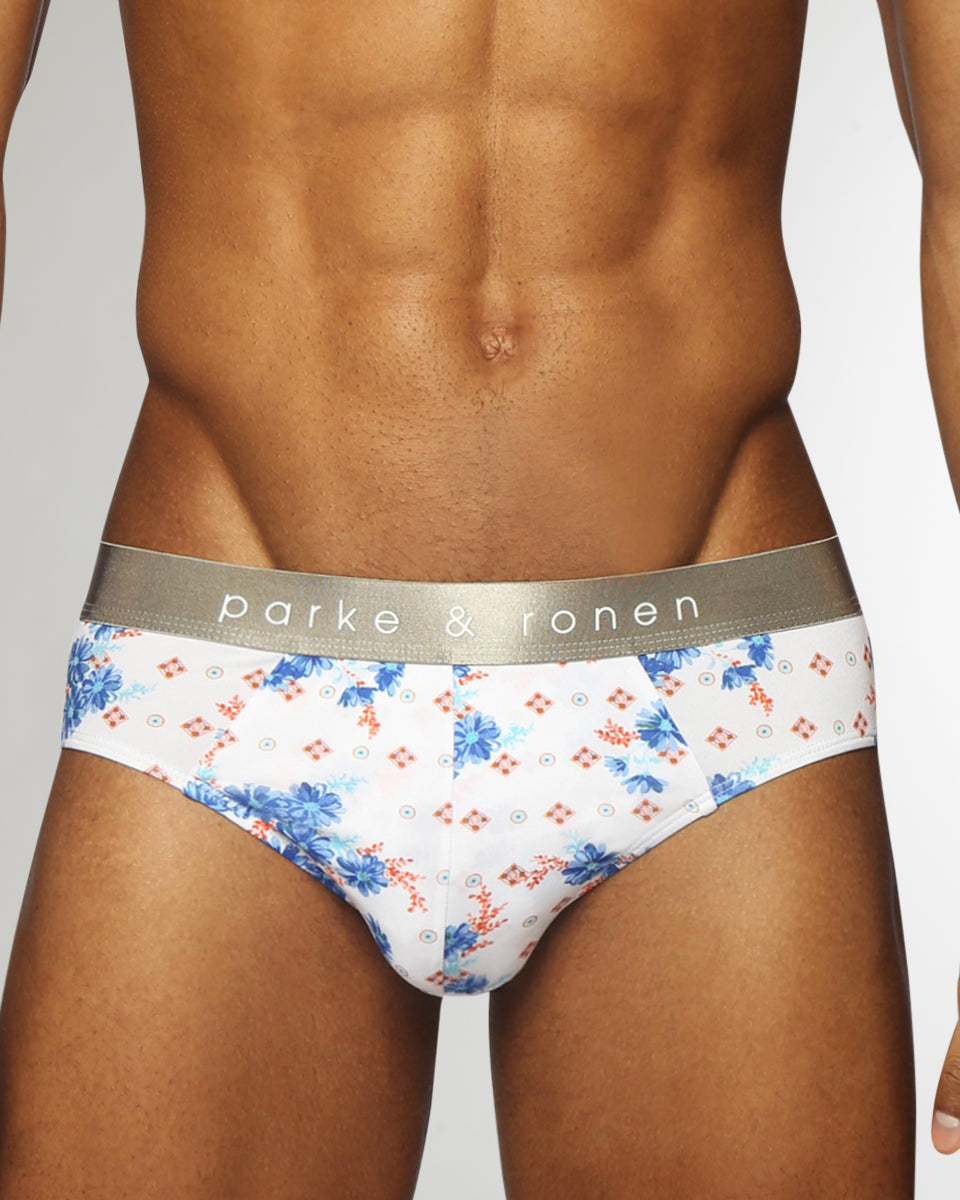 Parke & Ronen Printed Low-Rise Brief Posies-lapis
