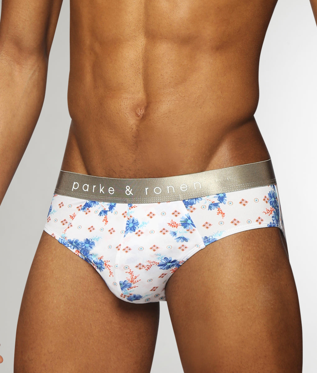 Parke & Ronen Printed Low-Rise Brief Posies-lapis
