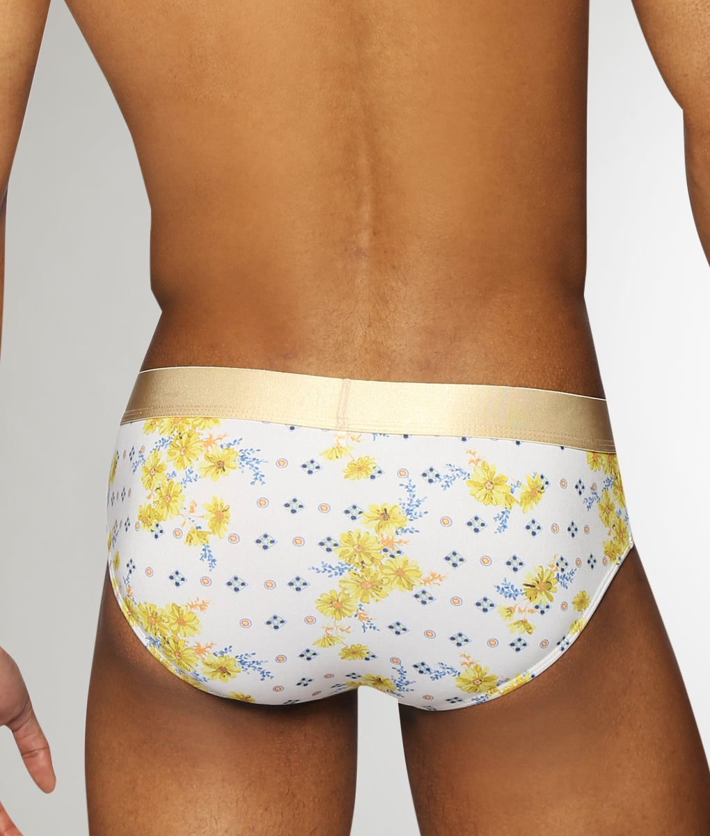 Parke & Ronen Printed Low-Rise Brief Posies-yellow