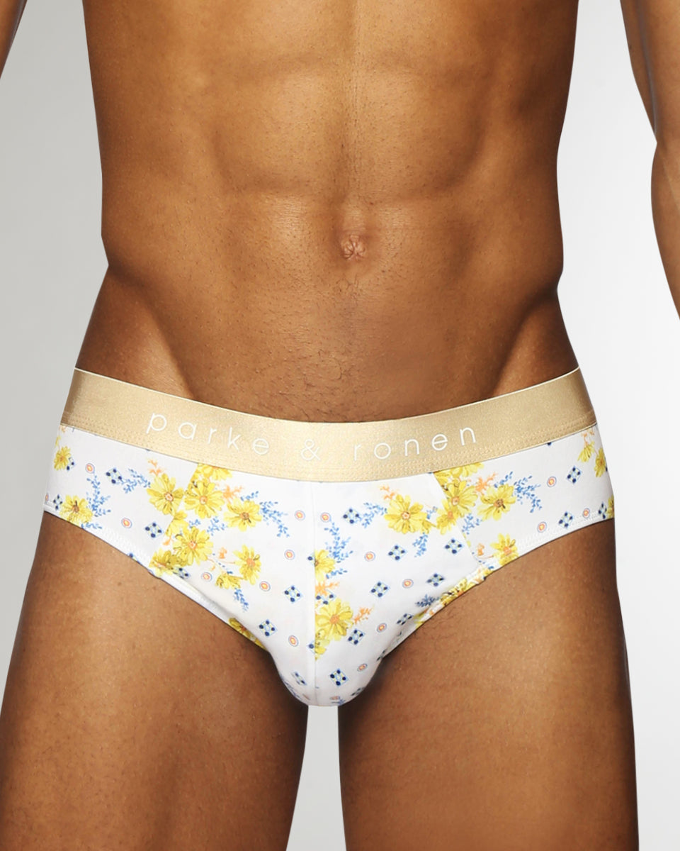 Parke & Ronen Printed Low-Rise Brief Posies-yellow