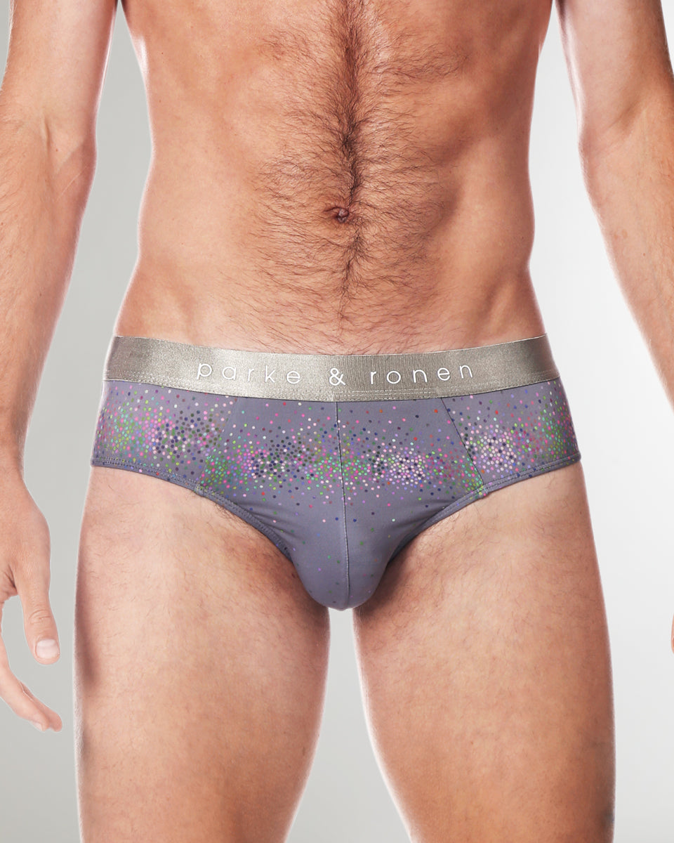 Parke & Ronen Printed Low-Rise Brief Titanium-sparkle