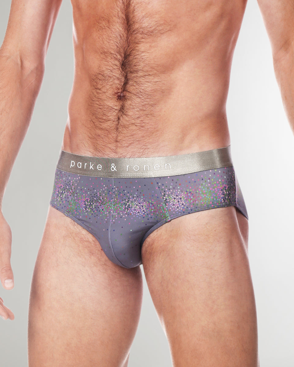 Parke & Ronen Printed Low-Rise Brief Titanium-sparkle