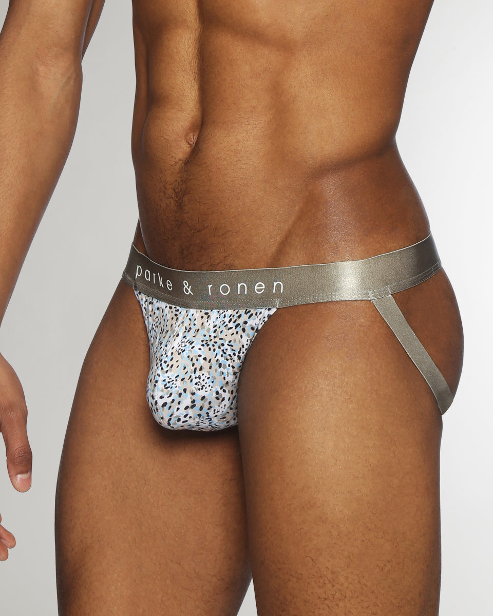 Parke & Ronen Printed Low-Rise Jockstrap Roar-blue