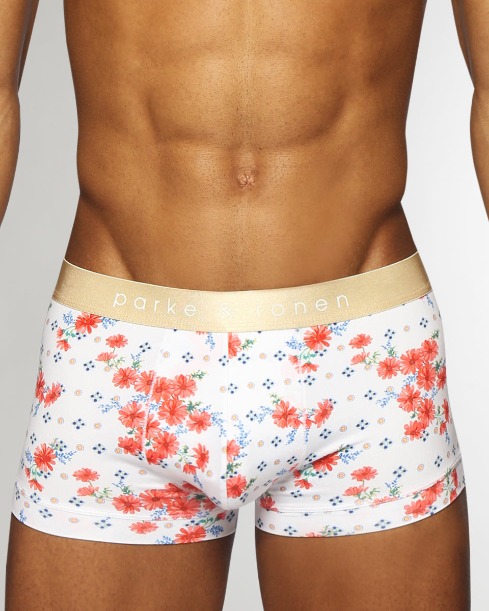 Parke & Ronen Printed Low-Rise Trunk Parke & Ronen Printed Low-Rise Trunk Posies-coral