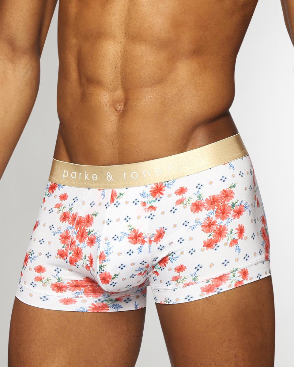 Parke & Ronen Printed Low-Rise Trunk Parke & Ronen Printed Low-Rise Trunk Posies-coral