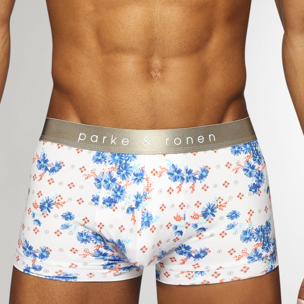 Parke & Ronen Printed Low-Rise Trunk Parke & Ronen Printed Low-Rise Trunk Posies-lapis