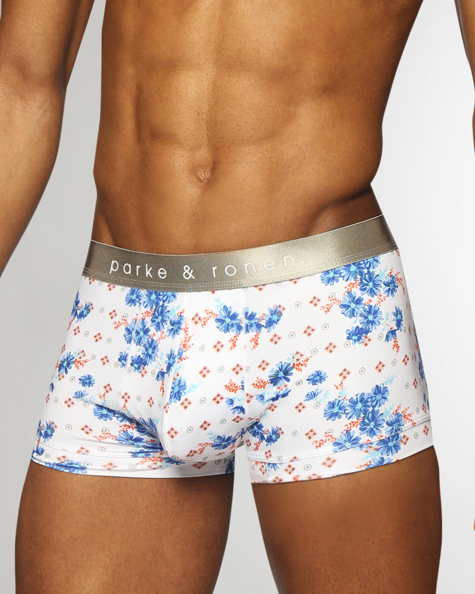 Parke & Ronen Printed Low-Rise Trunk Parke & Ronen Printed Low-Rise Trunk Posies-lapis