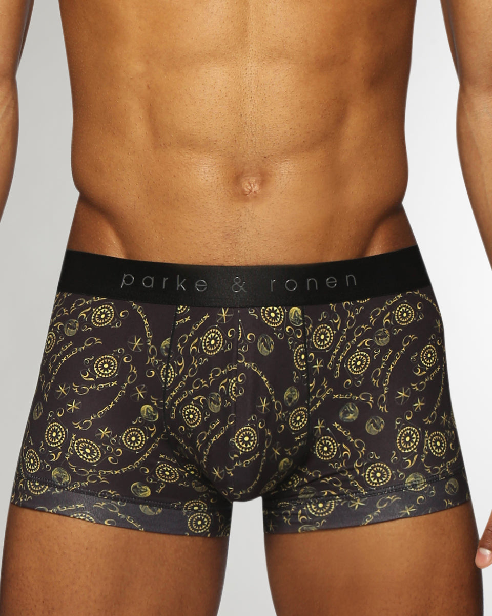 Parke & Ronen Printed Low-Rise Trunk Parke & Ronen Printed Low-Rise Trunk Roman-coins-black