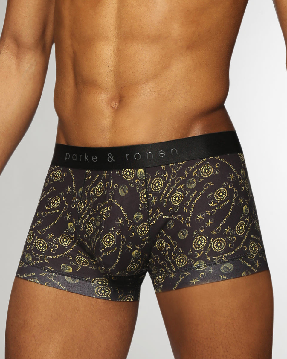 Parke & Ronen Printed Low-Rise Trunk Parke & Ronen Printed Low-Rise Trunk Roman-coins-black