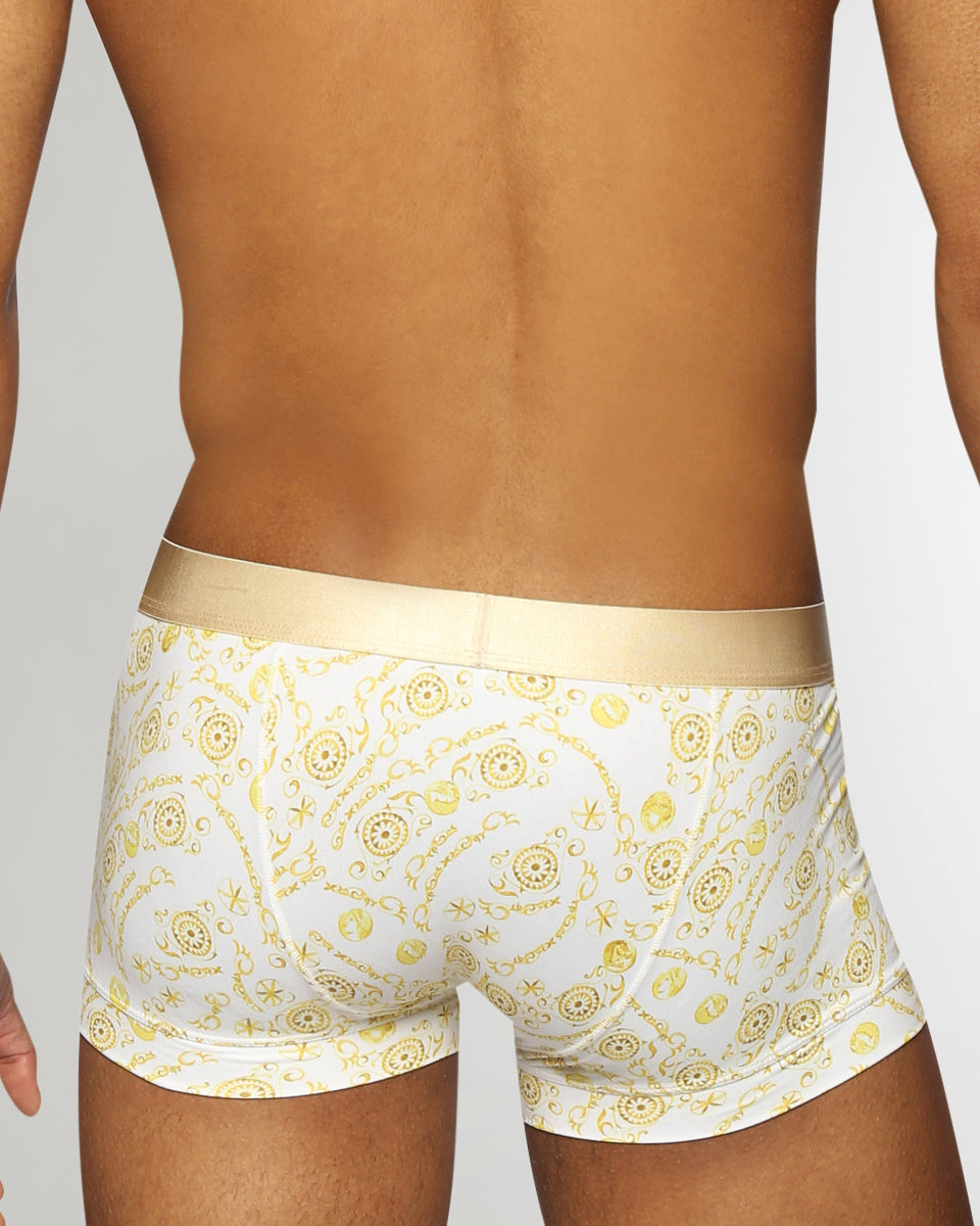Parke & Ronen Printed Low-Rise Trunk Parke & Ronen Printed Low-Rise Trunk Roman-coins-gold