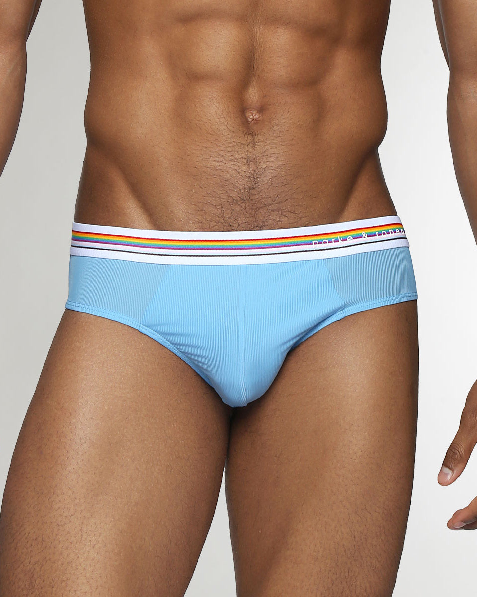 Parke & Ronen Boudoir Pride Nylon Low-Rise Brief Sky-blue