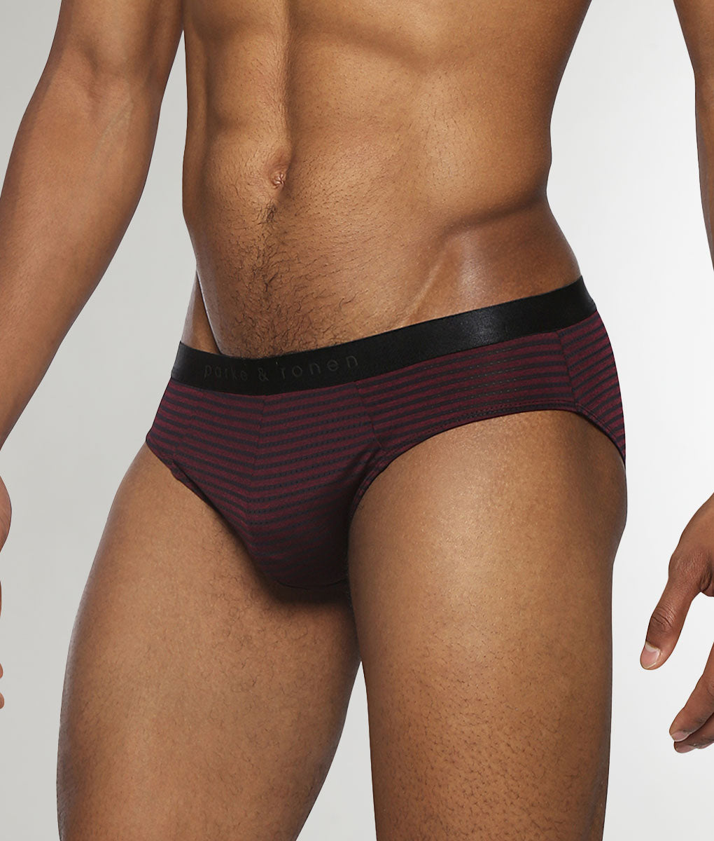 Parke & Ronen Vault Stripe Low-Rise Brief Burgundy