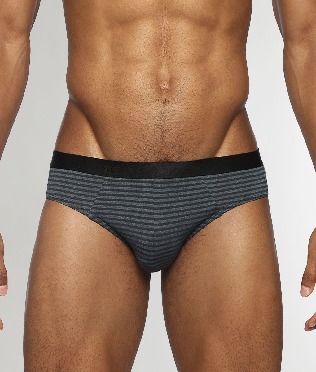 Parke & Ronen Vault Stripe Low-Rise Brief Forest