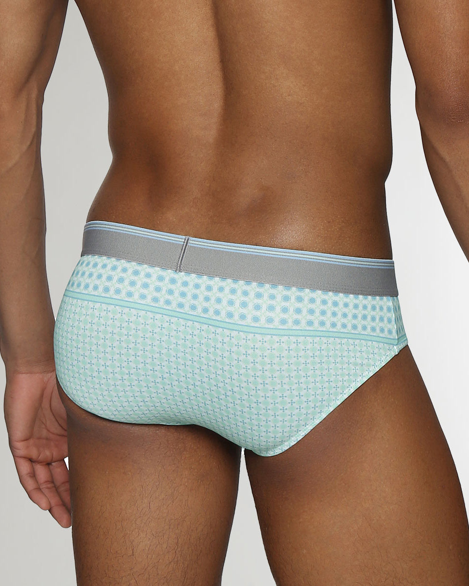 Parke & Ronen Lattice Printed Low-Rise Brief Aqua