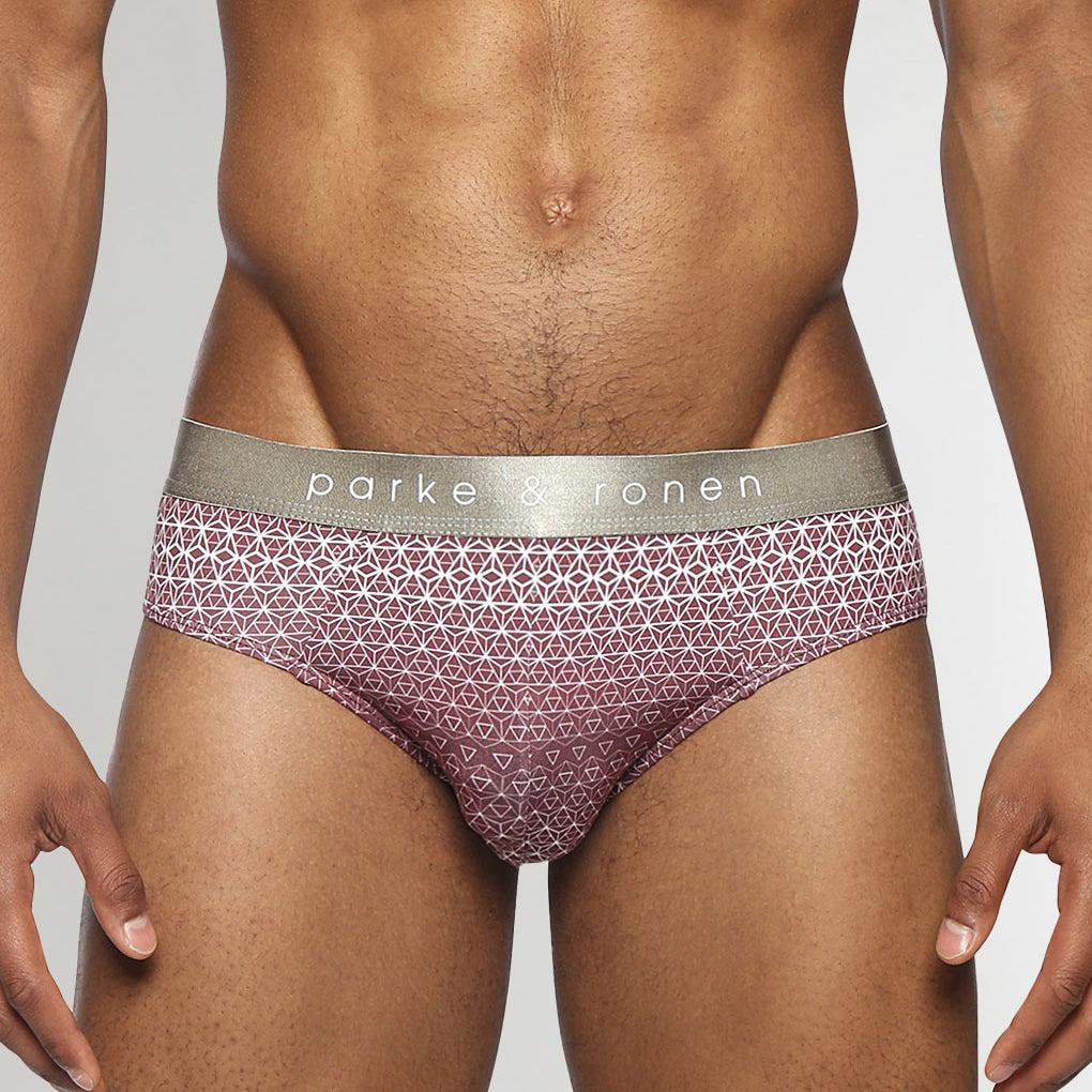 Parke & Ronen Horizon Printed Low Rise Brief Burgundy