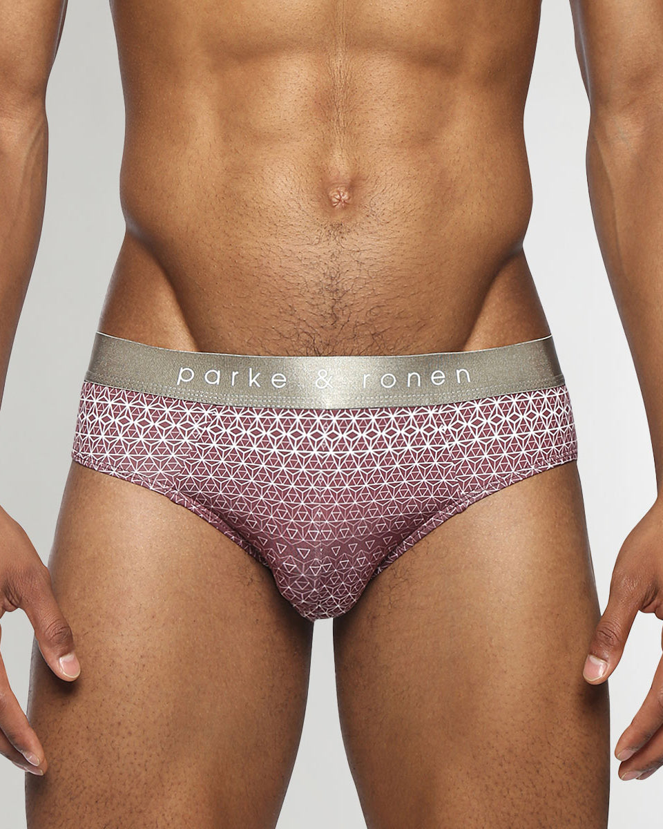 Parke & Ronen Horizon Printed Low Rise Brief Burgundy