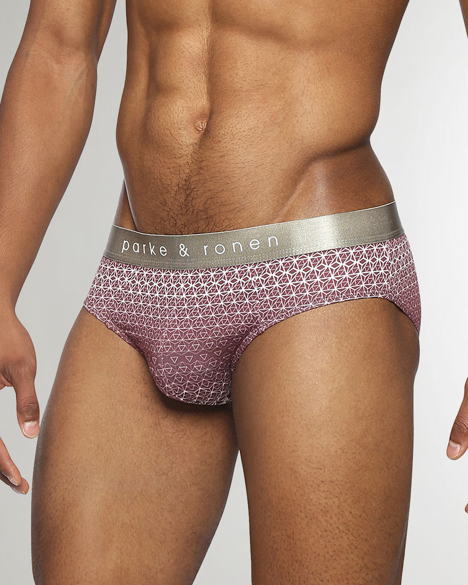 Parke & Ronen Horizon Printed Low Rise Brief Burgundy