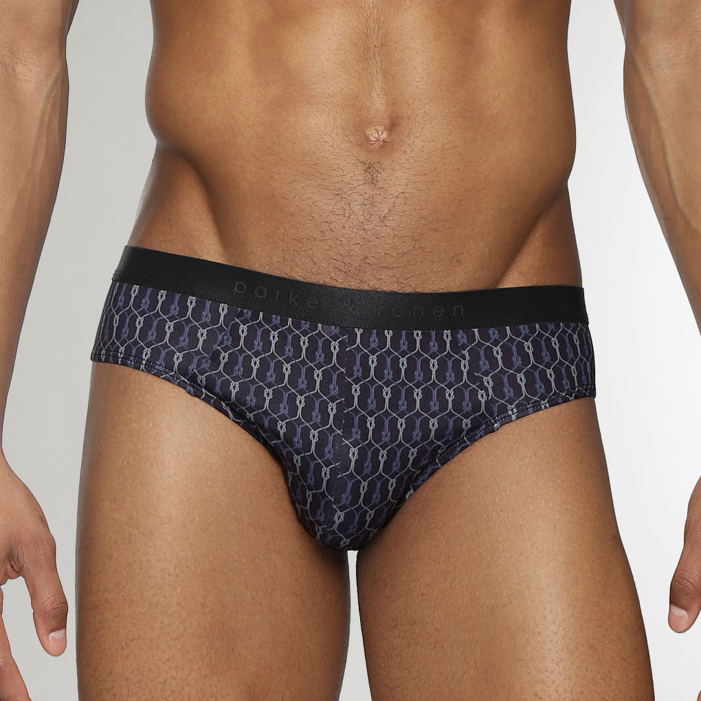 Parke & Ronen Sailors Knot Printed Low-Rise Brief Black