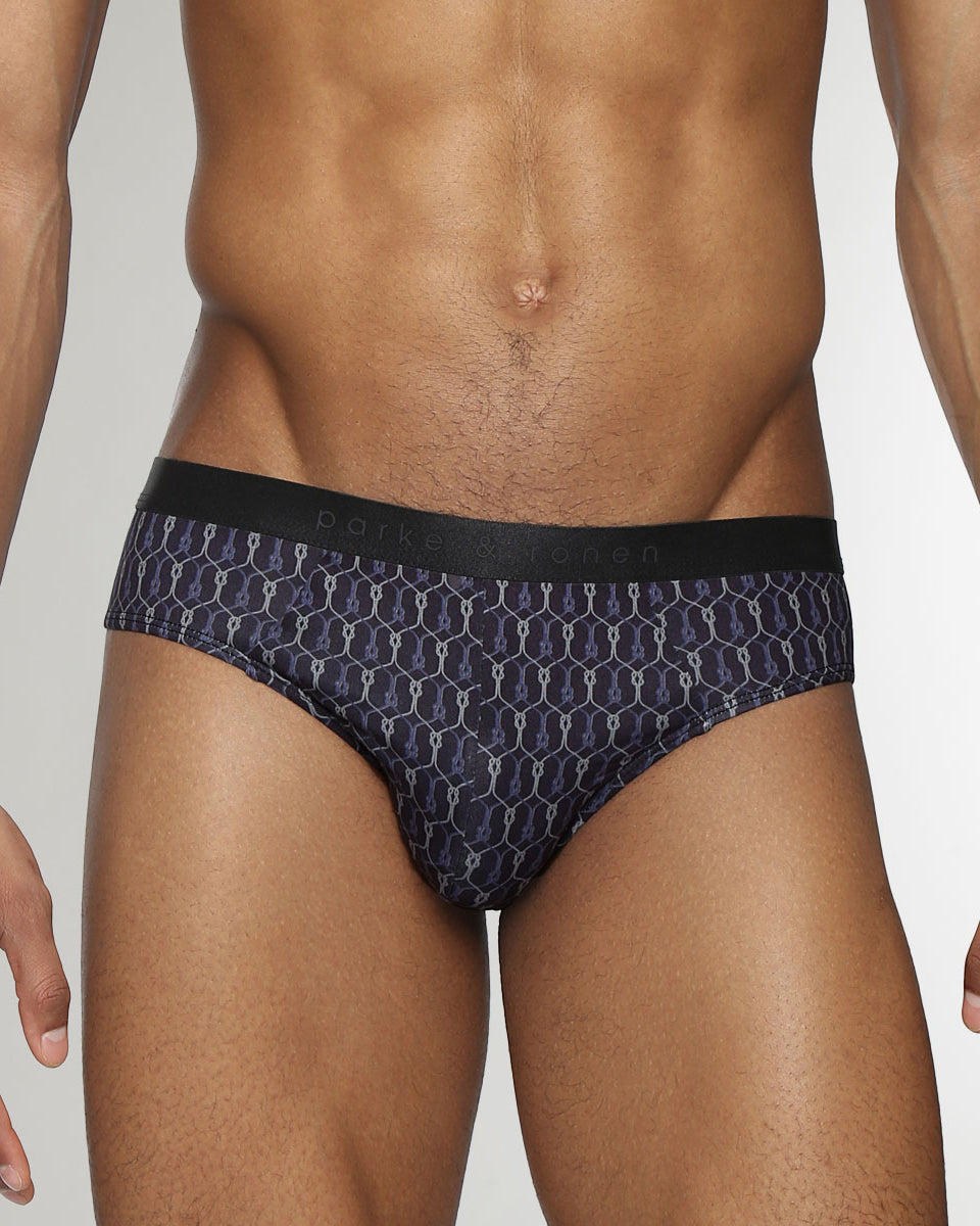 Parke & Ronen Sailors Knot Printed Low-Rise Brief Black