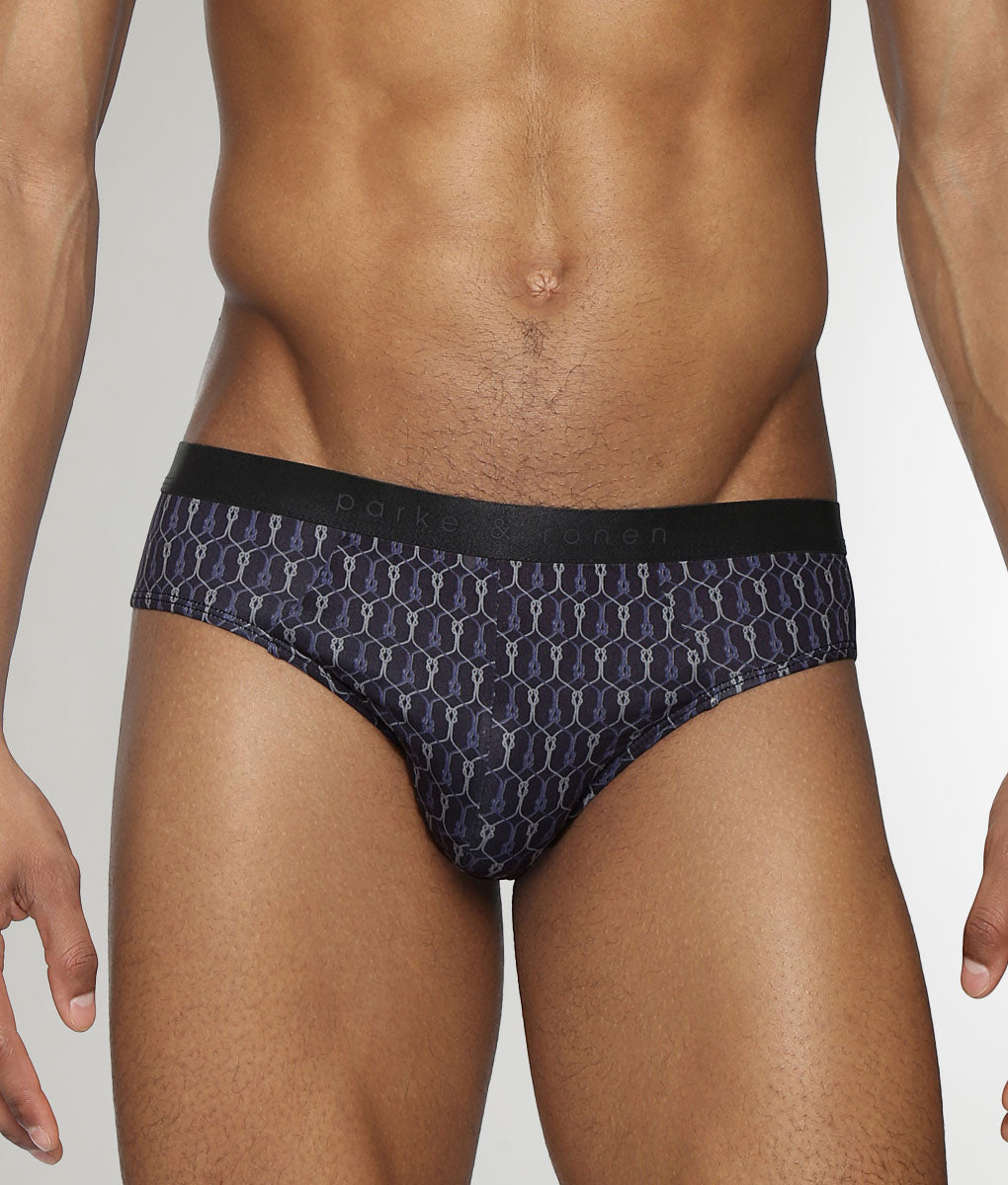 Parke & Ronen Sailors Knot Printed Low-Rise Brief Black