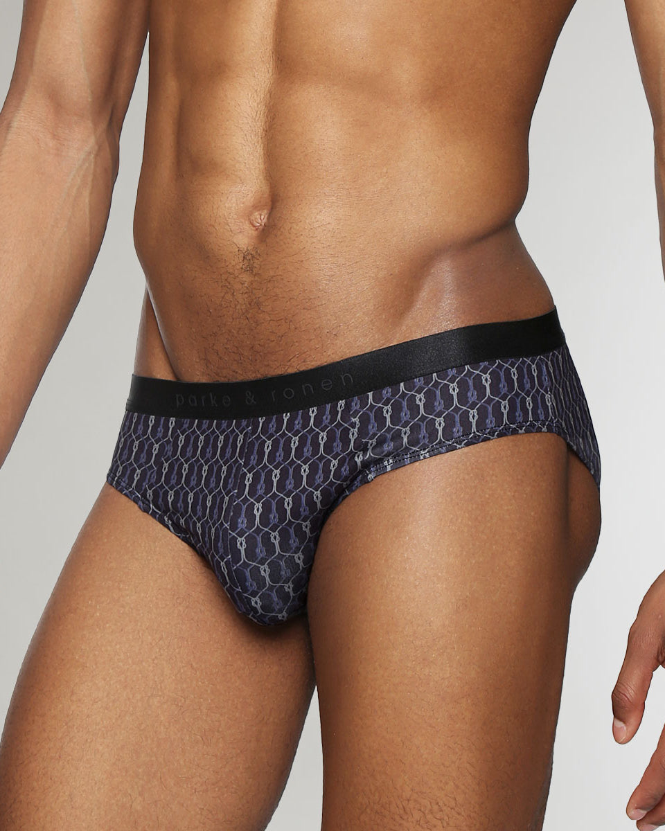 Parke & Ronen Sailors Knot Printed Low-Rise Brief Black