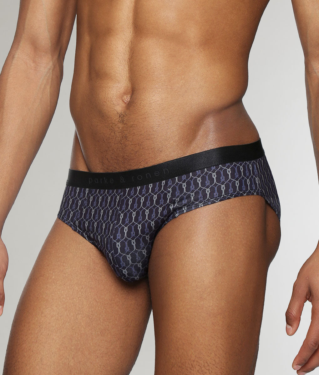 Parke & Ronen Sailors Knot Printed Low-Rise Brief Black
