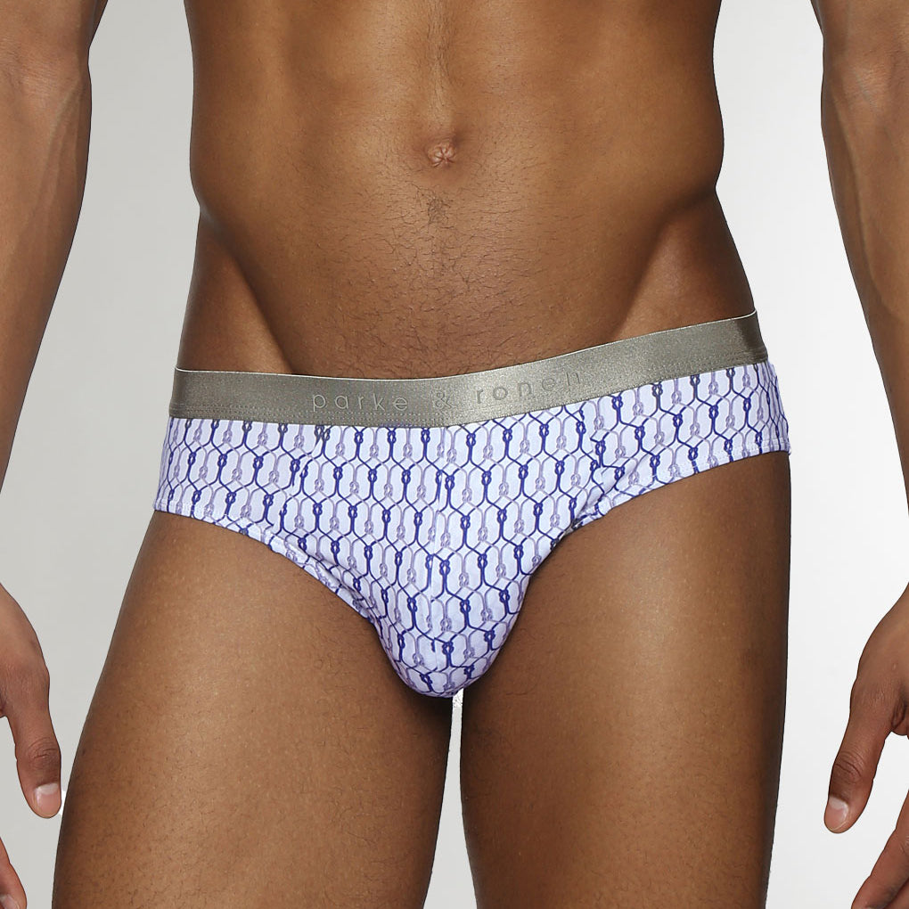 Parke & Ronen Sailors Knot Printed Low-Rise Brief Blue