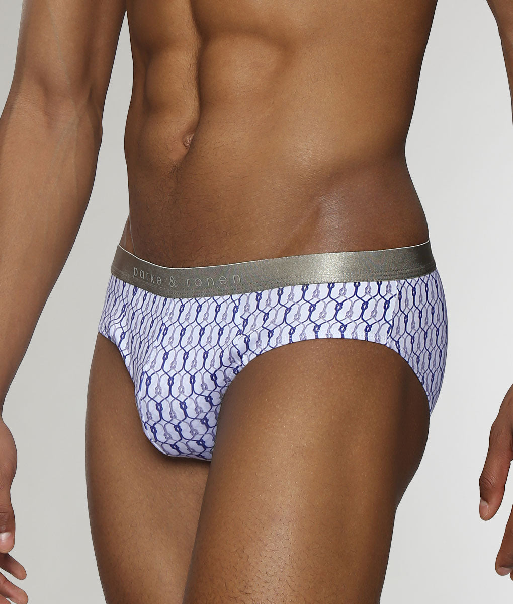 Parke & Ronen Sailors Knot Printed Low-Rise Brief Blue