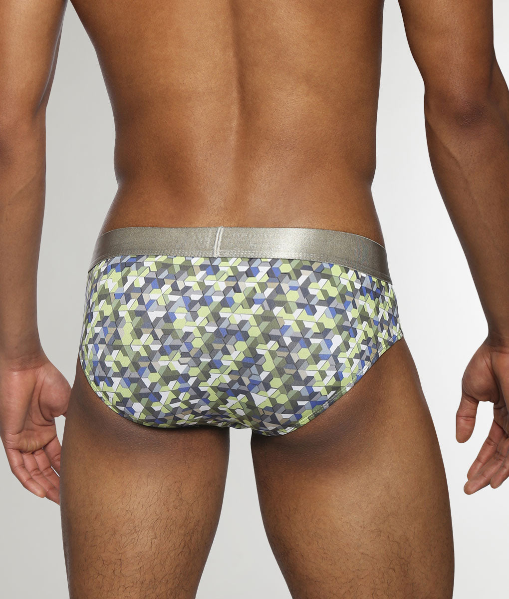 Parke & Ronen Honey Comb Printed Low Rise Brief Lime