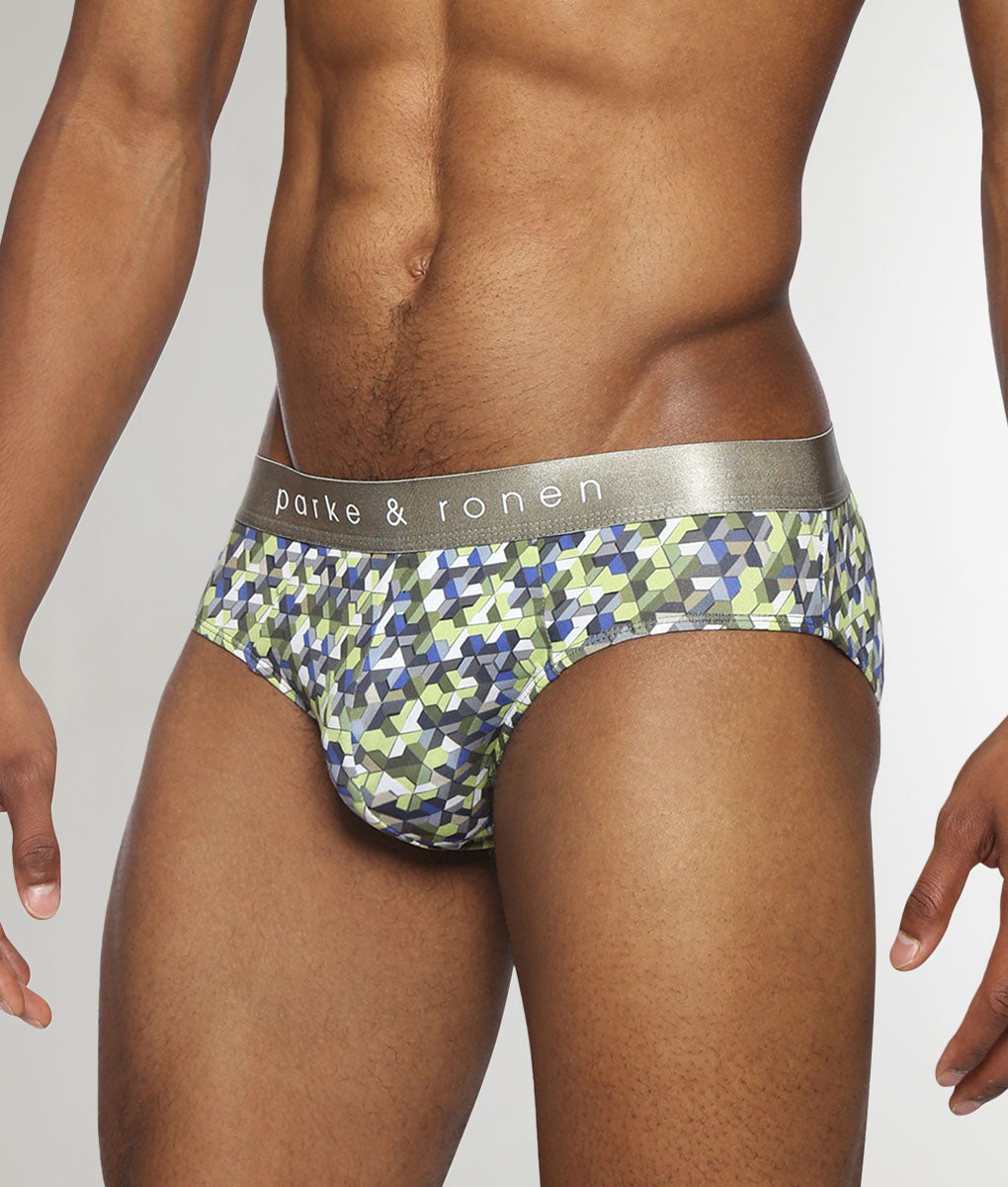 Parke & Ronen Honey Comb Printed Low Rise Brief Lime