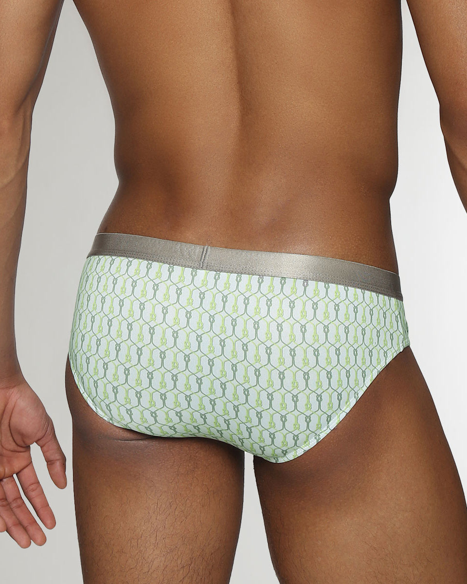 Parke & Ronen Sailors Knot Printed Low-Rise Brief Lime