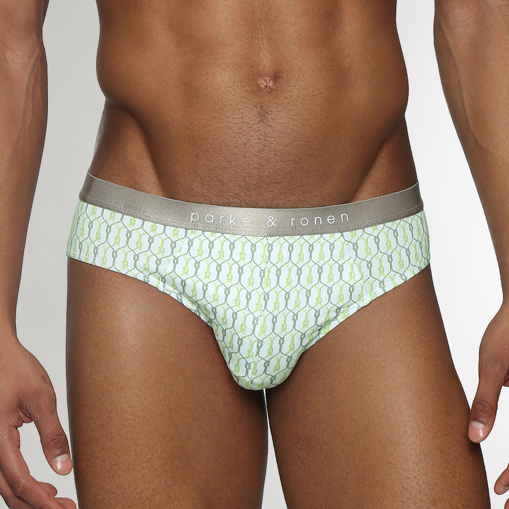 Parke & Ronen Sailors Knot Printed Low-Rise Brief Lime