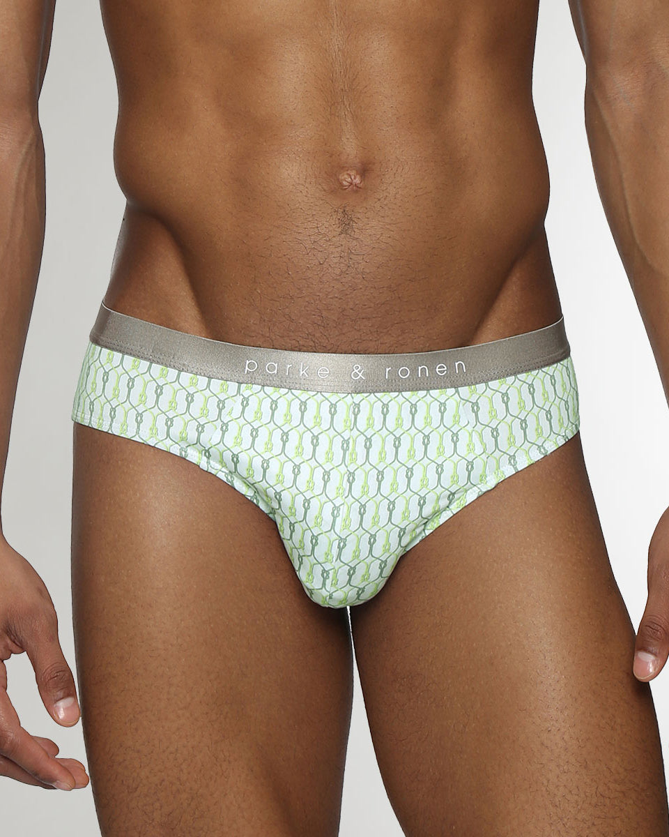 Parke & Ronen Sailors Knot Printed Low-Rise Brief Lime