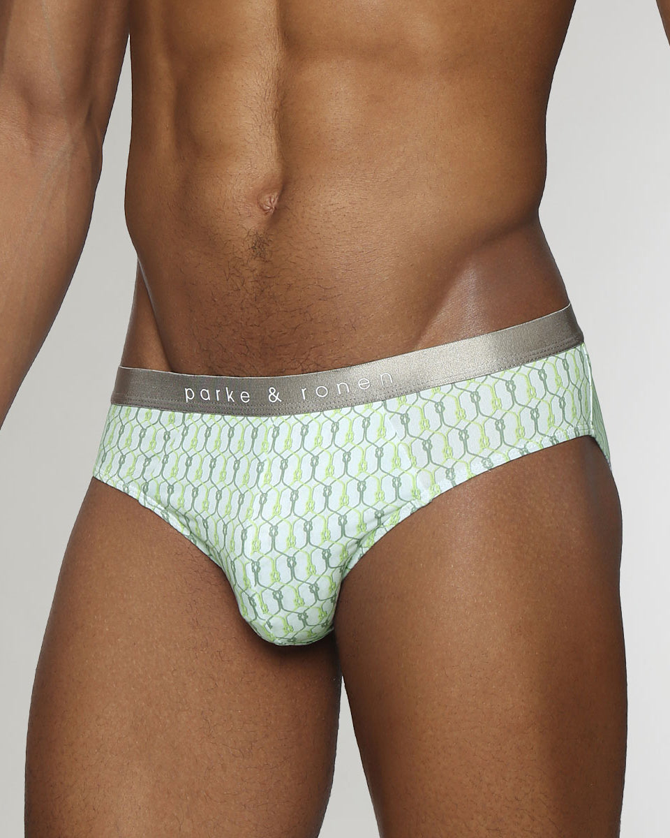 Parke & Ronen Sailors Knot Printed Low-Rise Brief Lime