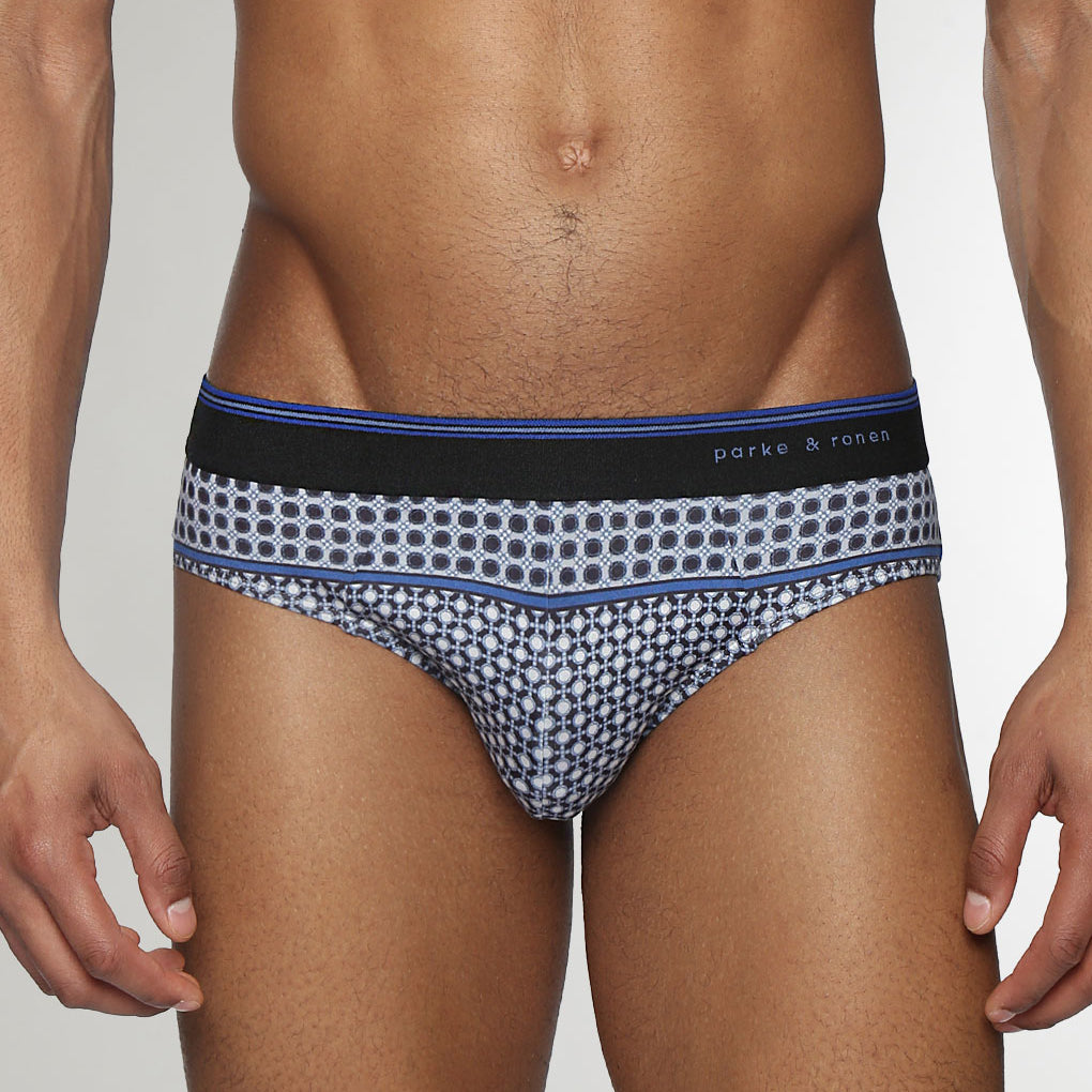 Parke & Ronen Lattice Printed Low-Rise Brief Midnight