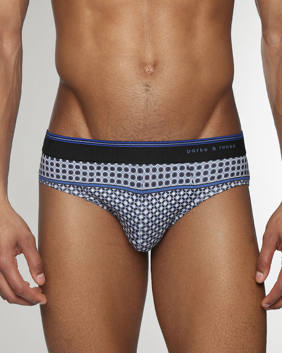 Parke & Ronen Lattice Printed Low-Rise Brief Midnight