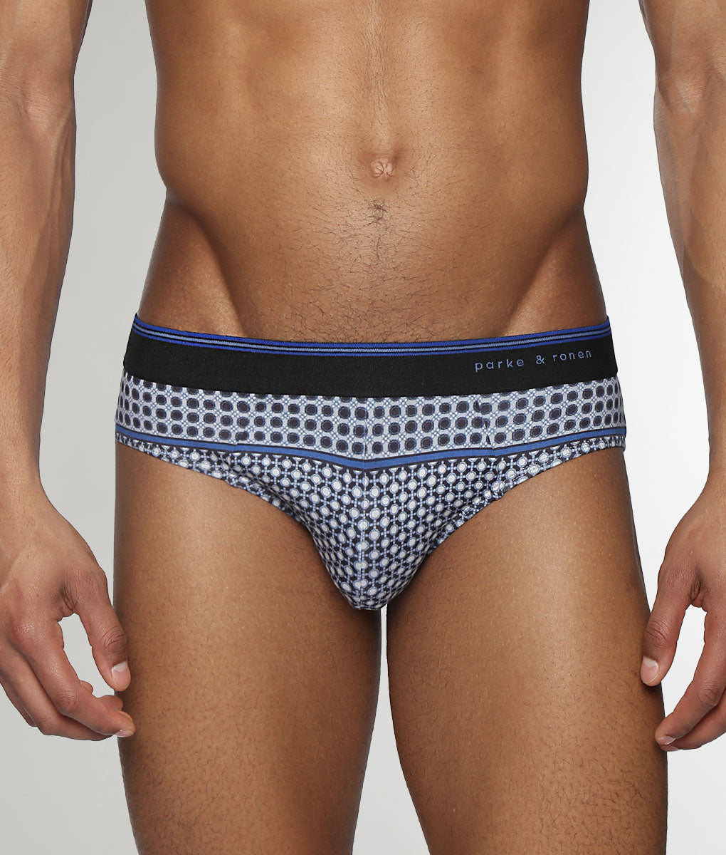Parke & Ronen Lattice Printed Low-Rise Brief Midnight
