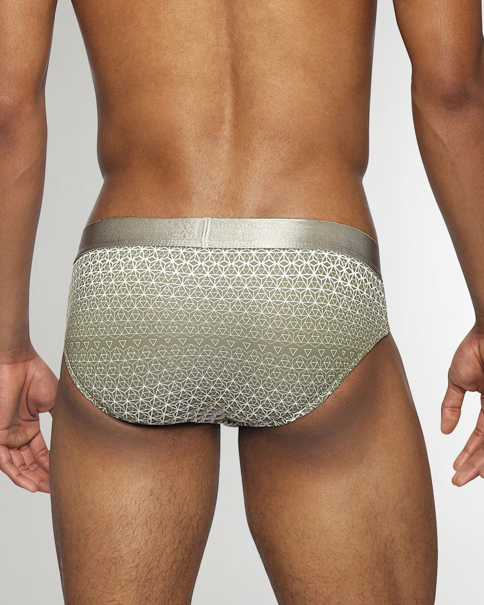 Parke & Ronen Horizon Printed Low Rise Brief Moss