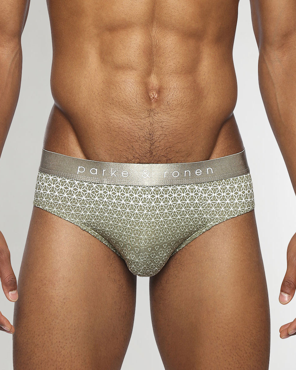 Parke & Ronen Horizon Printed Low Rise Brief Moss