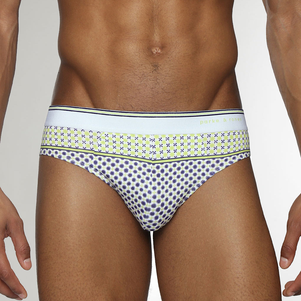 Parke & Ronen Lattice Printed Low-Rise Brief Zest