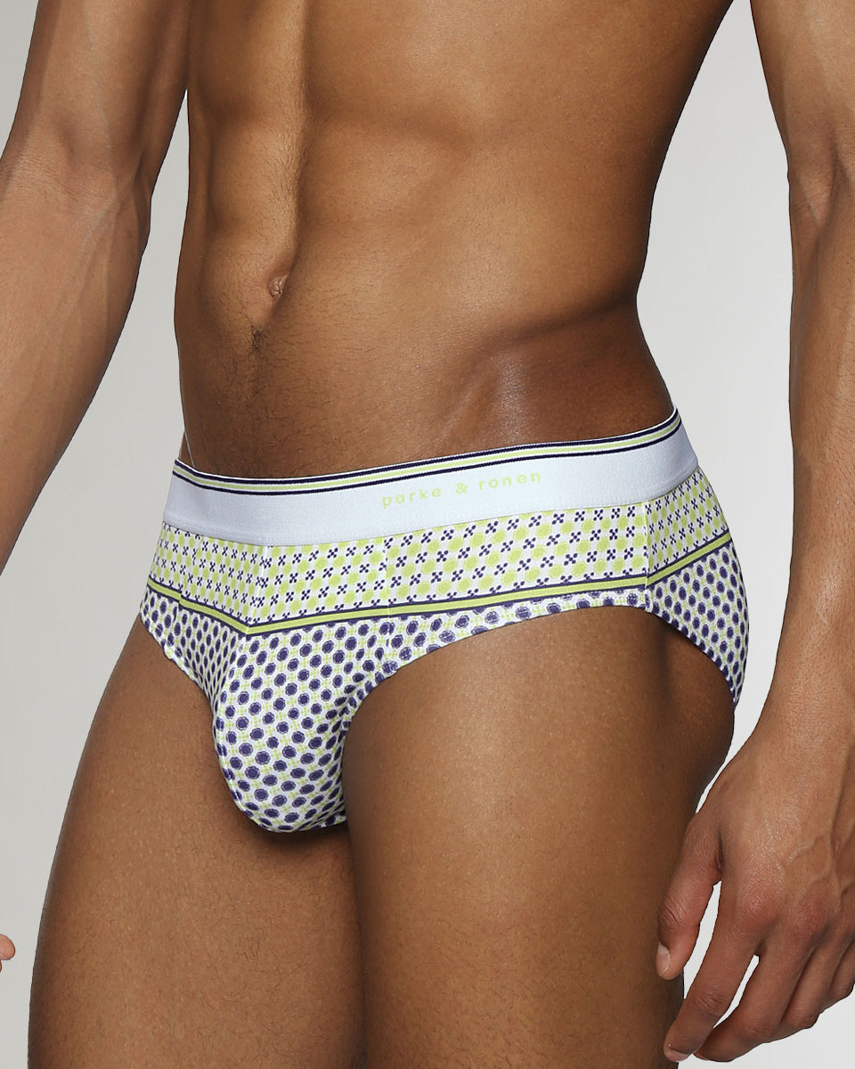 Parke & Ronen Lattice Printed Low-Rise Brief Zest