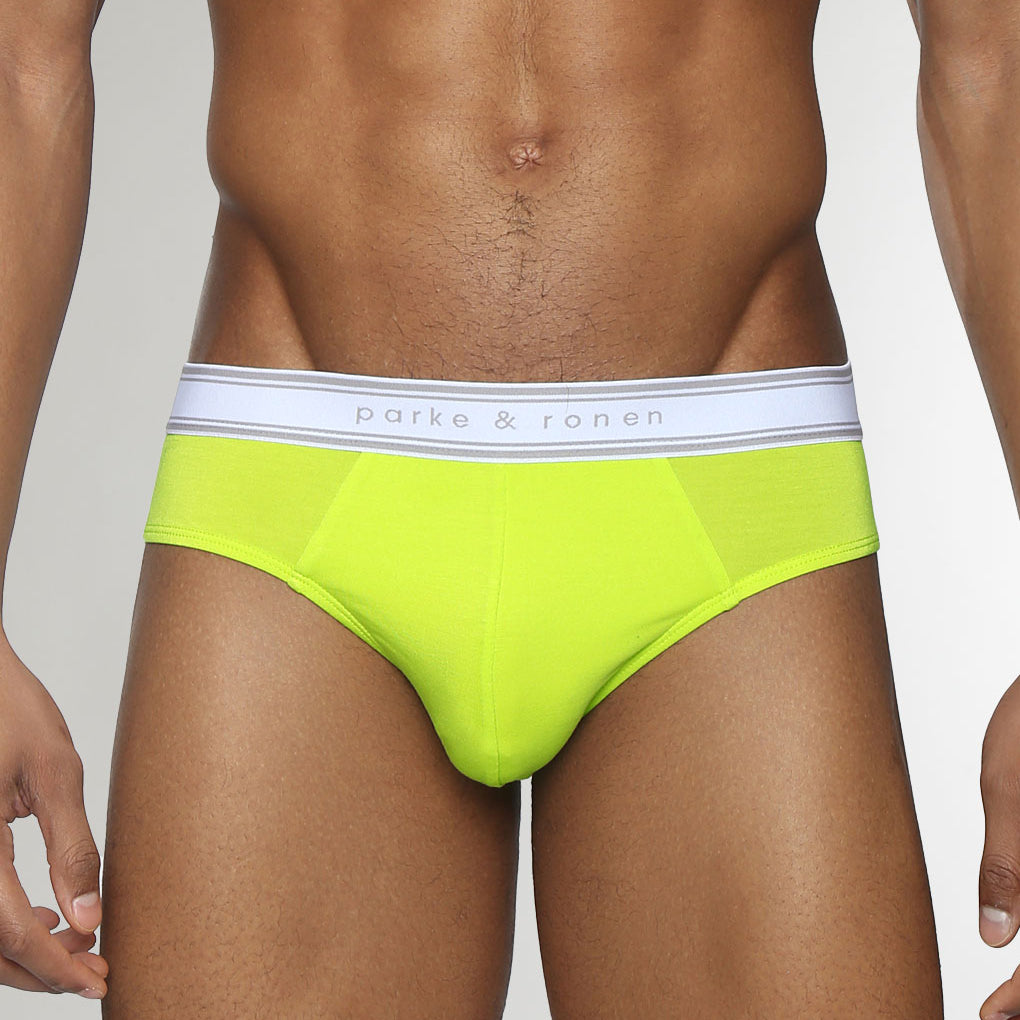 Parke & Ronen Retro Solid Low-Rise Brief Lime-pop