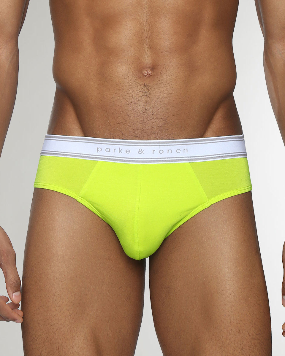 Parke & Ronen Retro Solid Low-Rise Brief Lime-pop