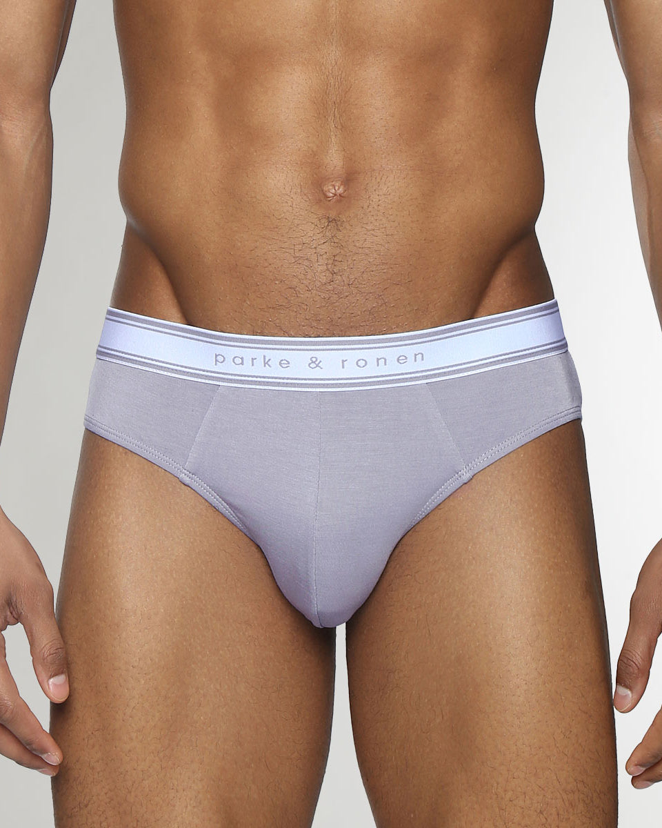 Parke & Ronen Retro Solid Low-Rise Brief Mist-grey