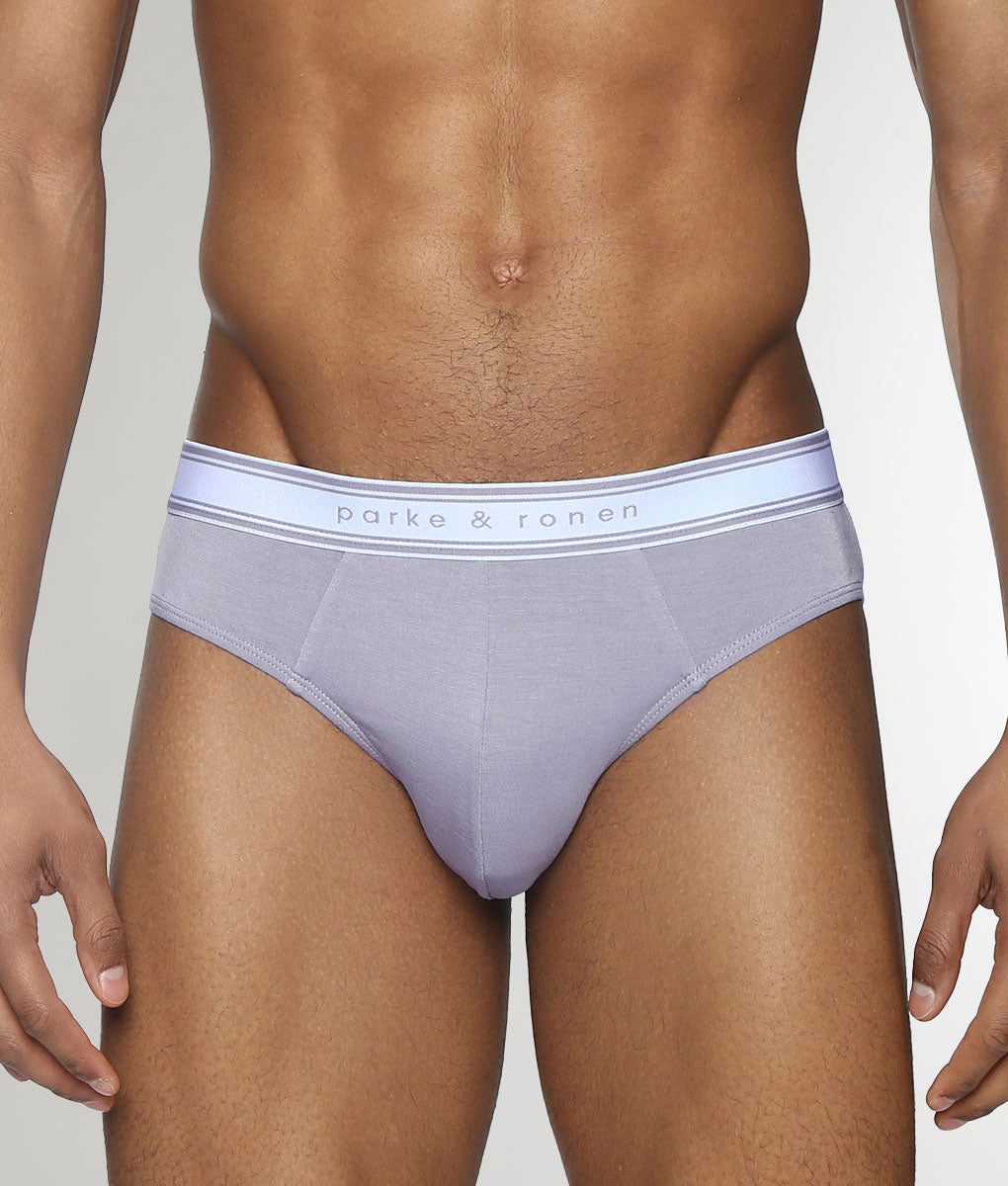 Parke & Ronen Retro Solid Low-Rise Brief Mist-grey