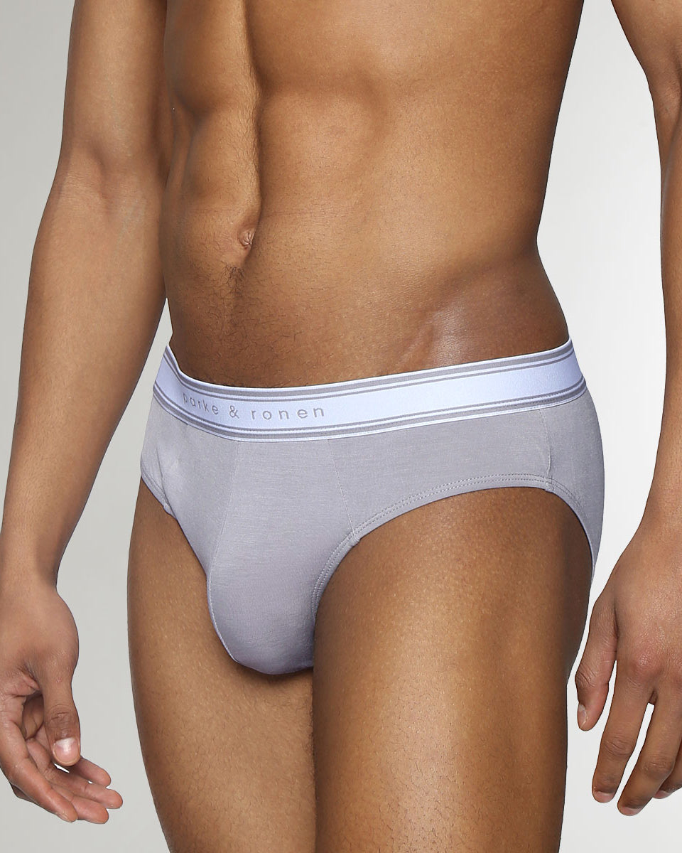 Parke & Ronen Retro Solid Low-Rise Brief Mist-grey