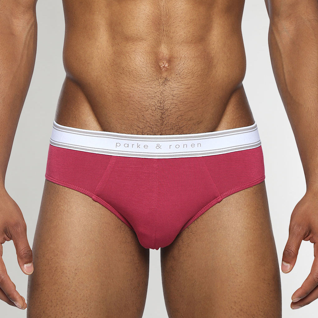 Parke & Ronen Retro Solid Low-Rise Brief Ruby